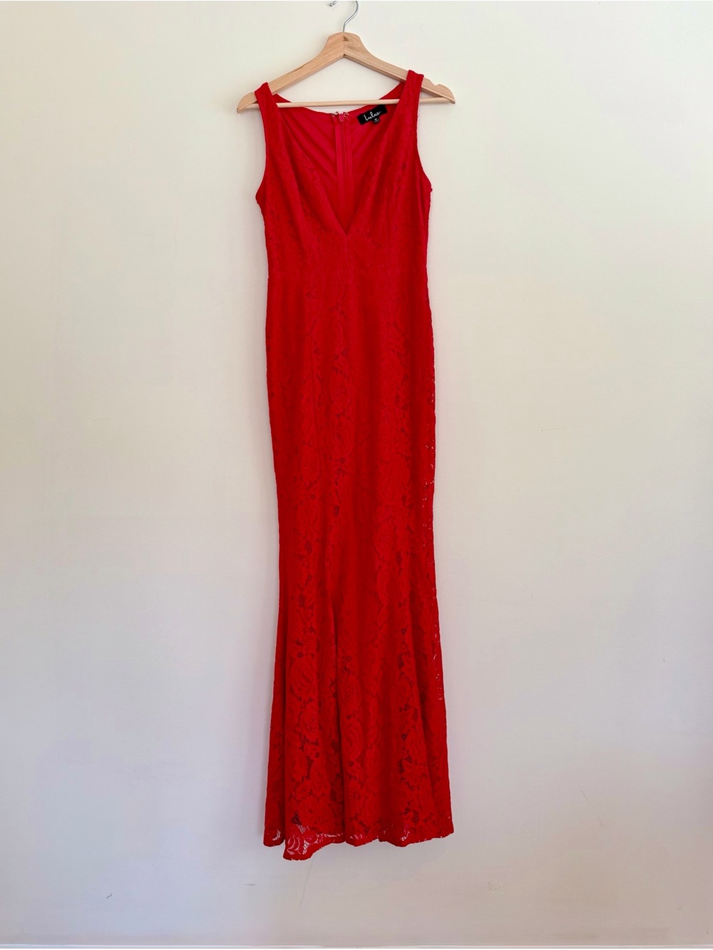 Lulus Red Lace Mermaid Maxi Gown Sleeveless Formal Dress Size Medium